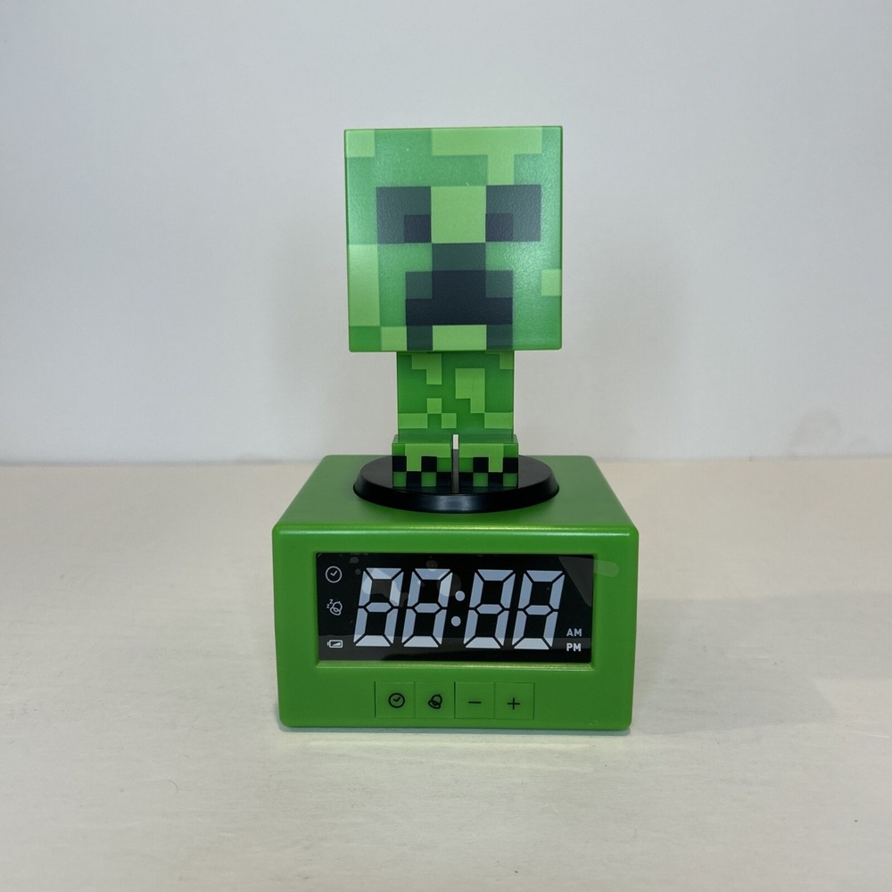 Minecraft Creeper Alarm Clock Green Digital Mojang Video Gamer‎ Decor 6.3 In